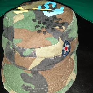 Vintage quicksilver camo hat lightning bolt 7 1/2